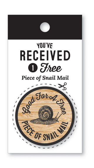Piece of Snail Mail Wooden Nickel