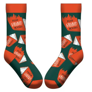 Banned Books (flames) Socks