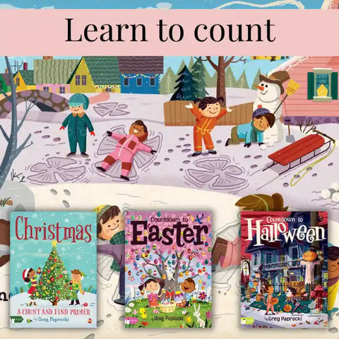 Children’s counting books with holiday themes.