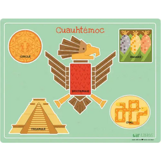 Cuauhtémoc Bilingual Wooden Shapes Puzzle 5 Piece