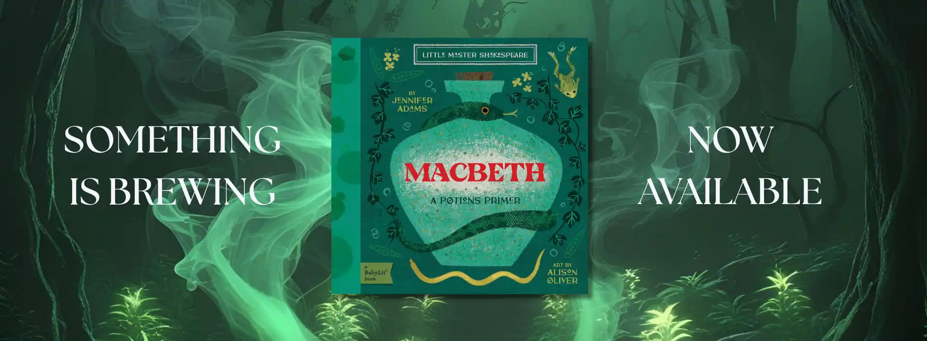 A green book with a snake design and ’Macbeth’ title.