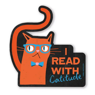 I Read With Catitude Sticker
